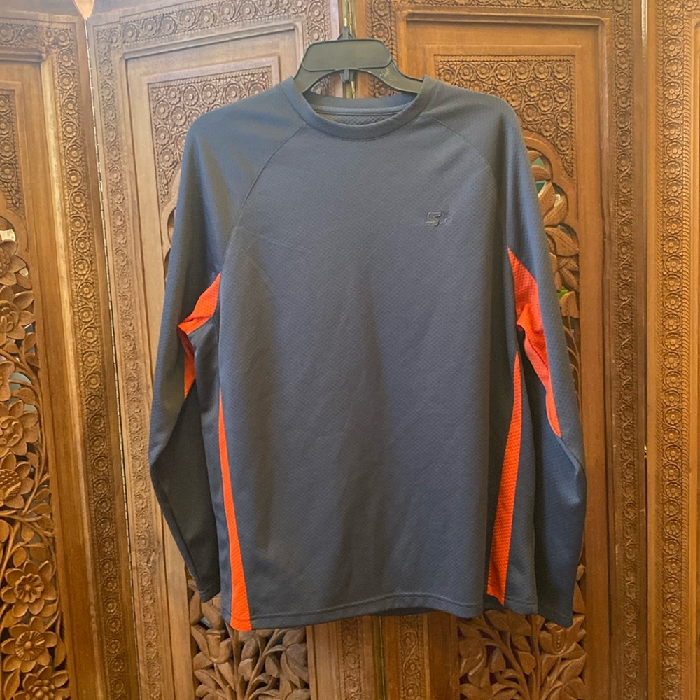 Dri Star Grey & Orange Sports Long-Sleeve Jersey - Size Large